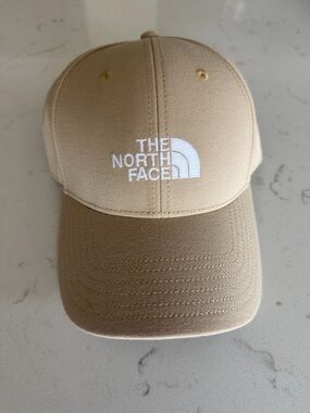 The North Face Beige Baseball Cap with White Logo